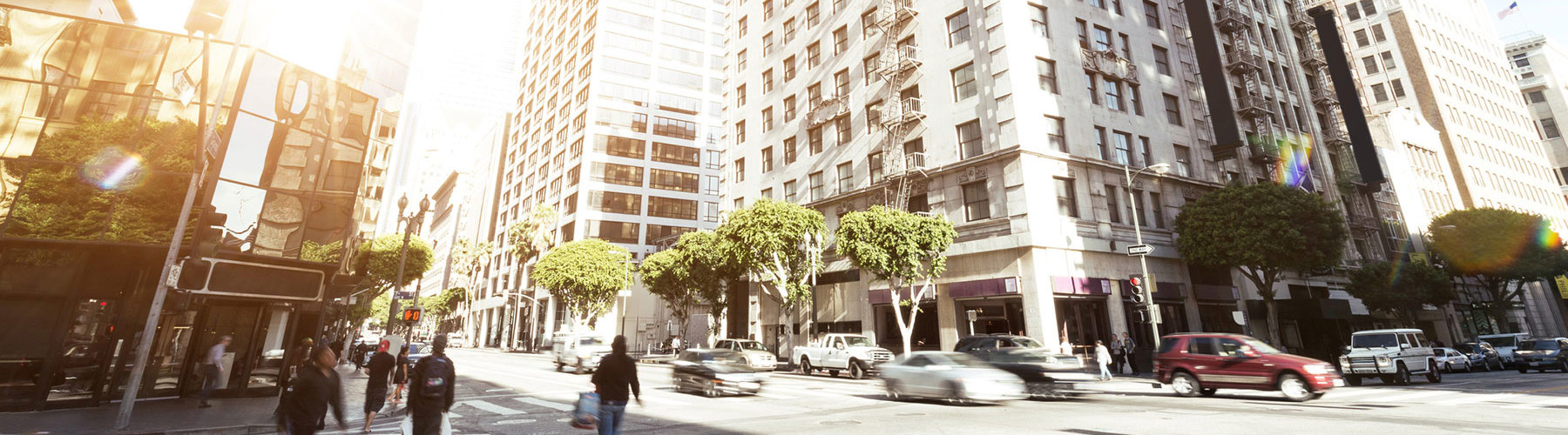 City view with tall buildings